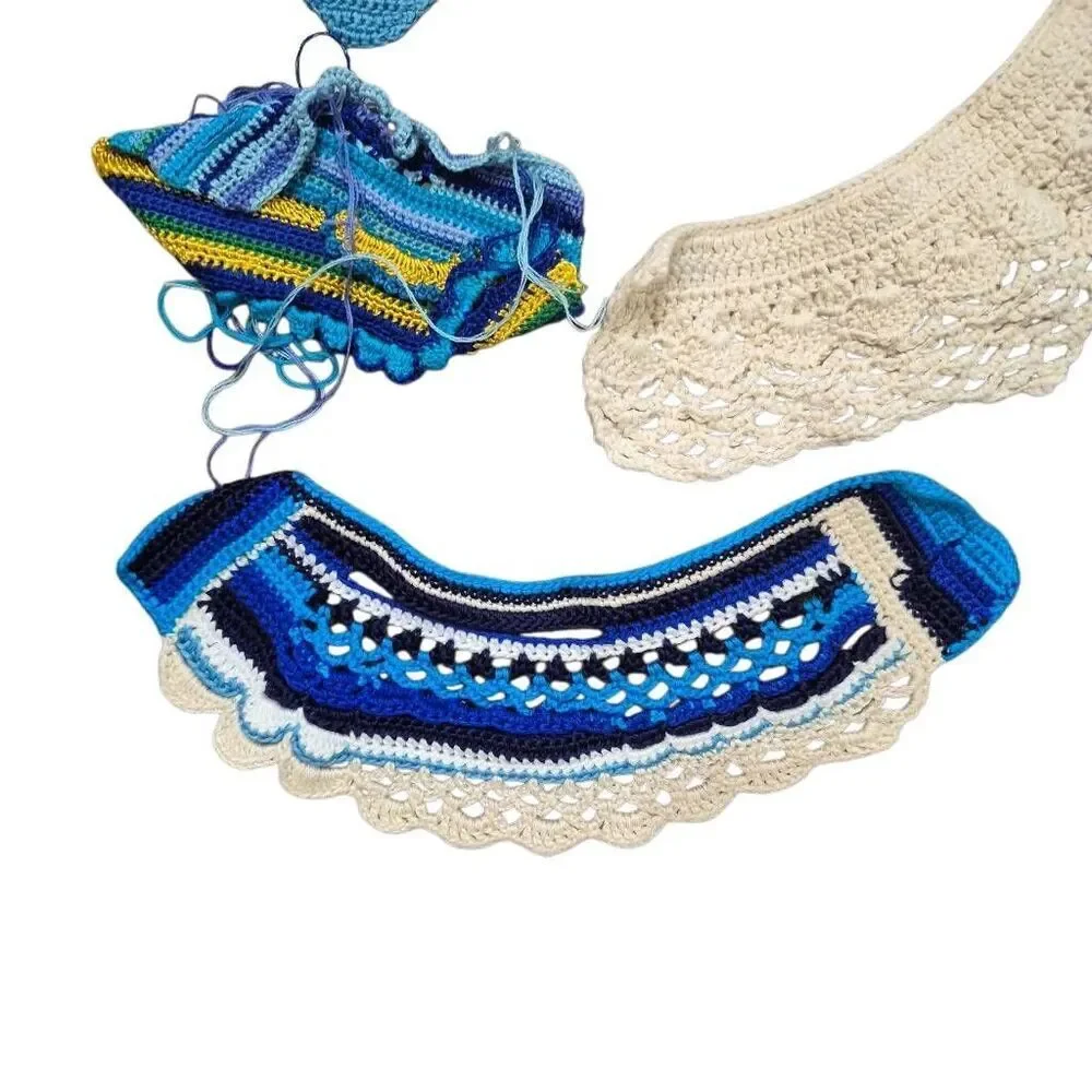 13 Vintage Handmade Crochet Collars Necklines Appliques